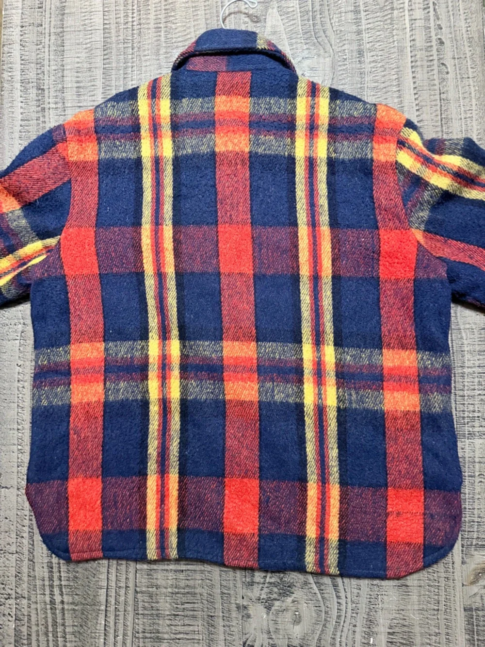 Van Cort Classic Plaid Button-Down Shirt Jacket in Red, Navy & Yellow